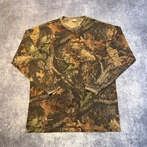 Vintage Advantage Timber Camo Mesh Long Sleeve Pocket T-Shirt Mens XL Made USA